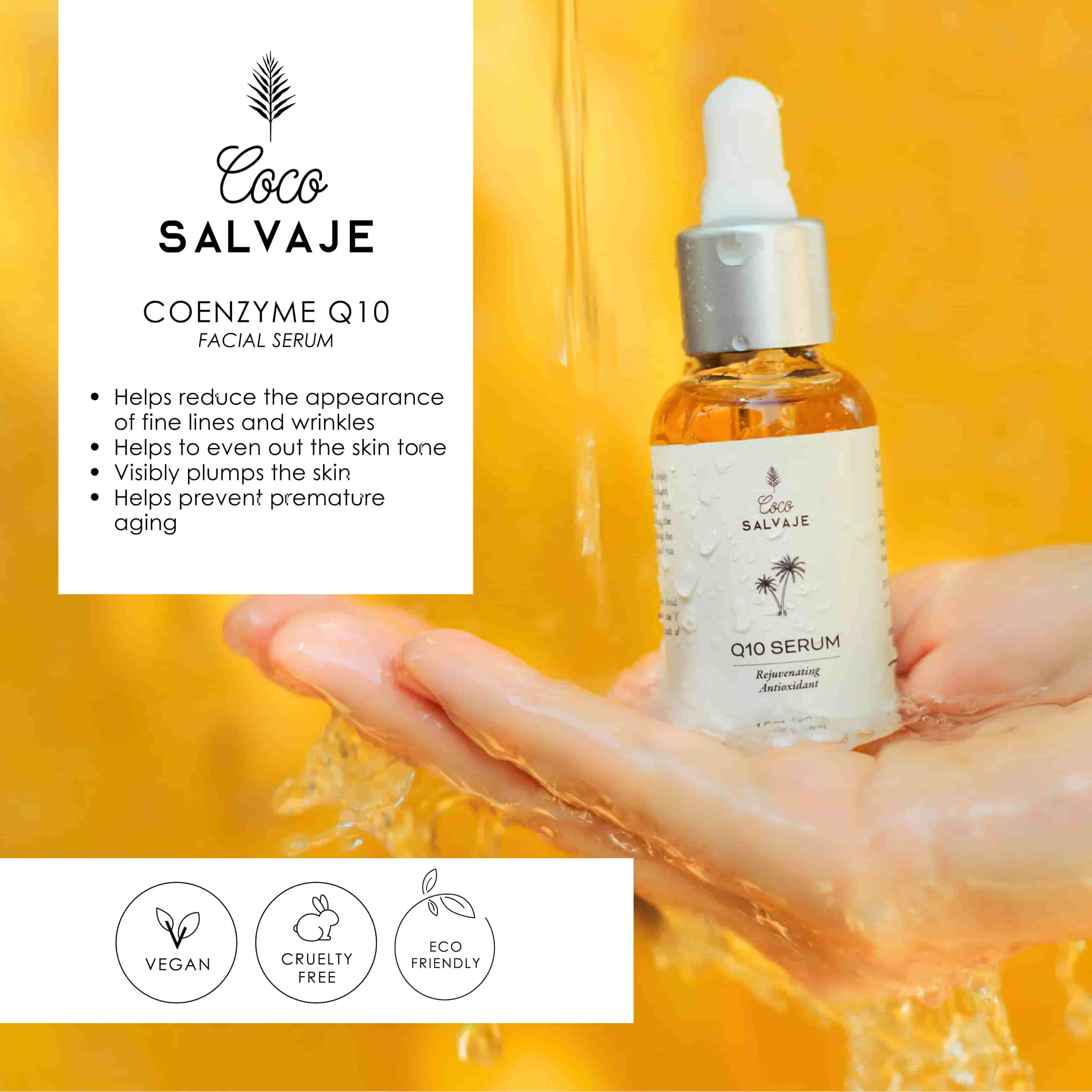 revitalize your face with coco salvaje q10 serum. smooth texture, visible results.
