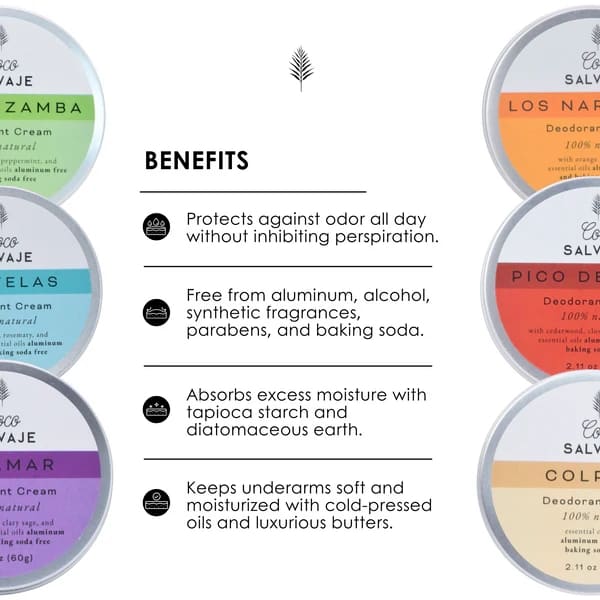 coco salvaje cream deodorant. protects, hydrates, and keeps your skin fresh without toxins or aluminum.
