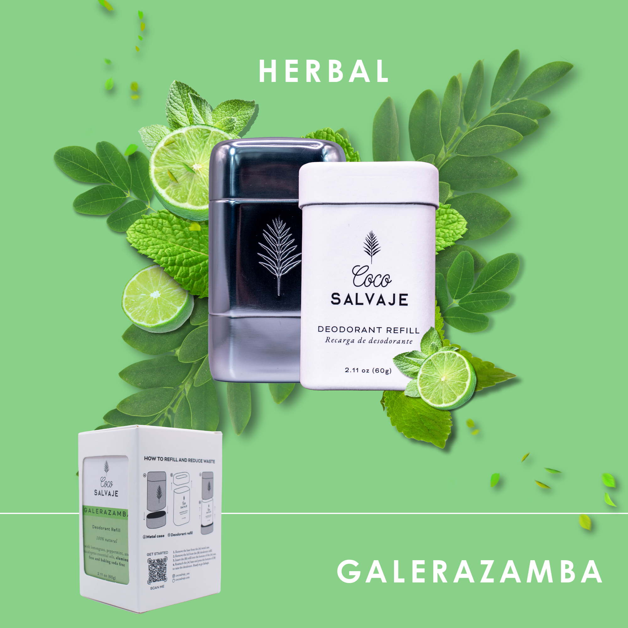 Deodorant Starter Kit – Reusable Metal Case and GALERAZAMBA Refill