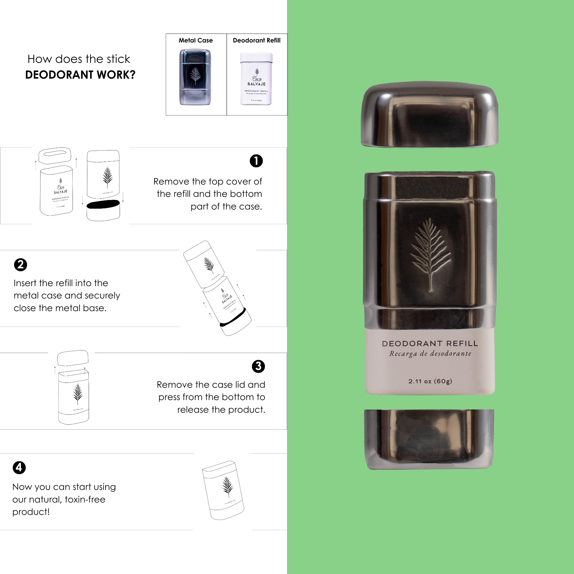 Deodorant Starter Kit – Reusable Metal Case and GALERAZAMBA Refill