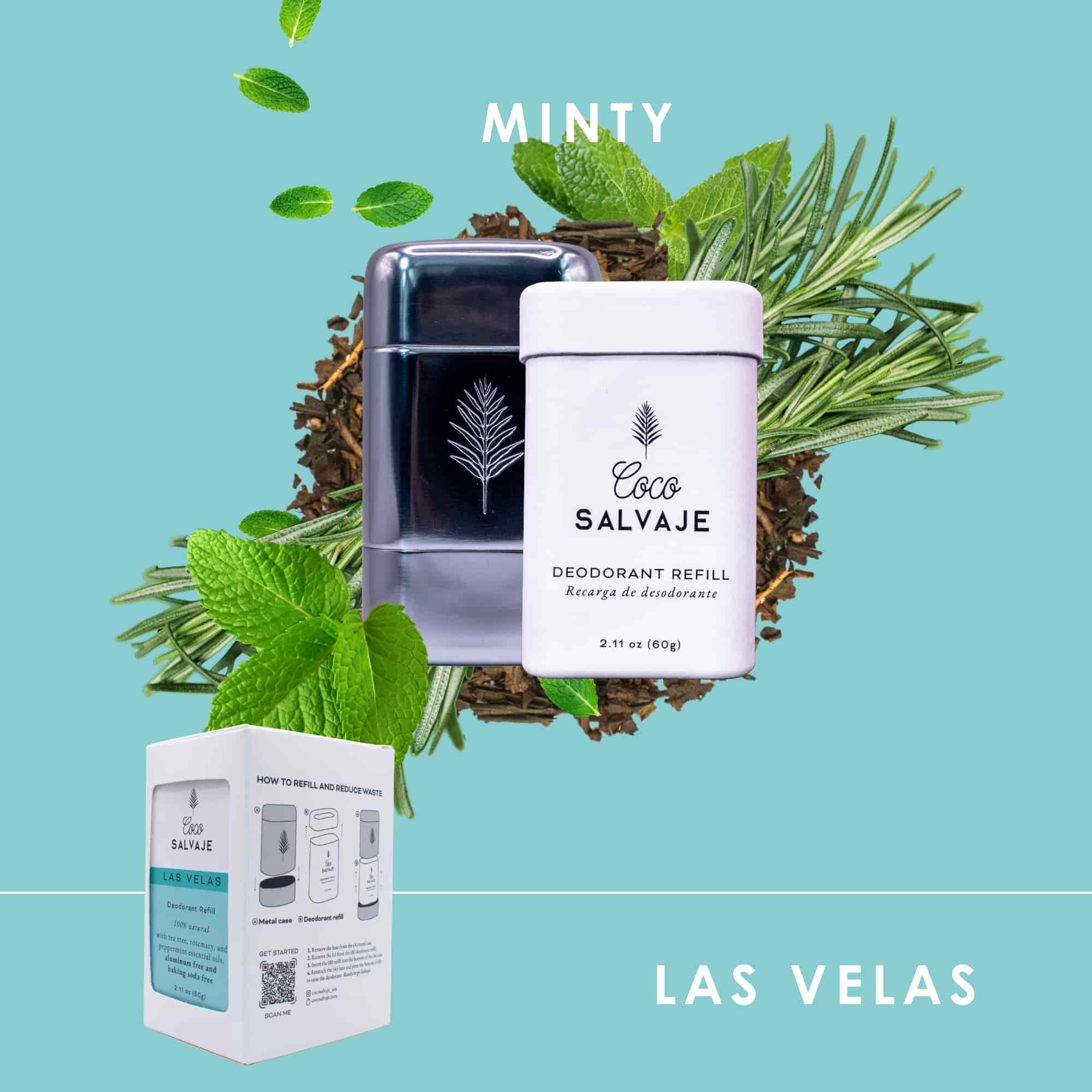 Deodorant Starter Kit – Reusable Metal Case and LAS VELAS Refill