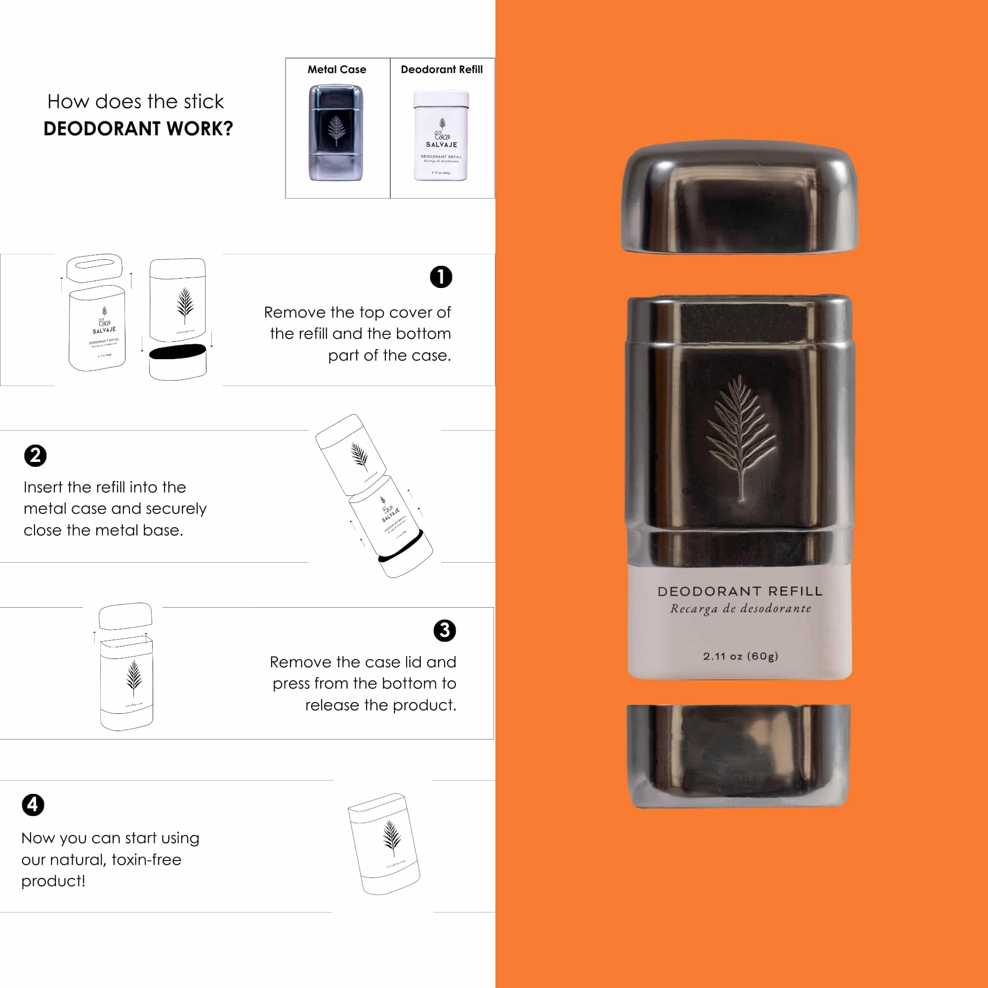 Deodorant Starter Kit – Reusable Metal Case and LOS NARANJOS Refill