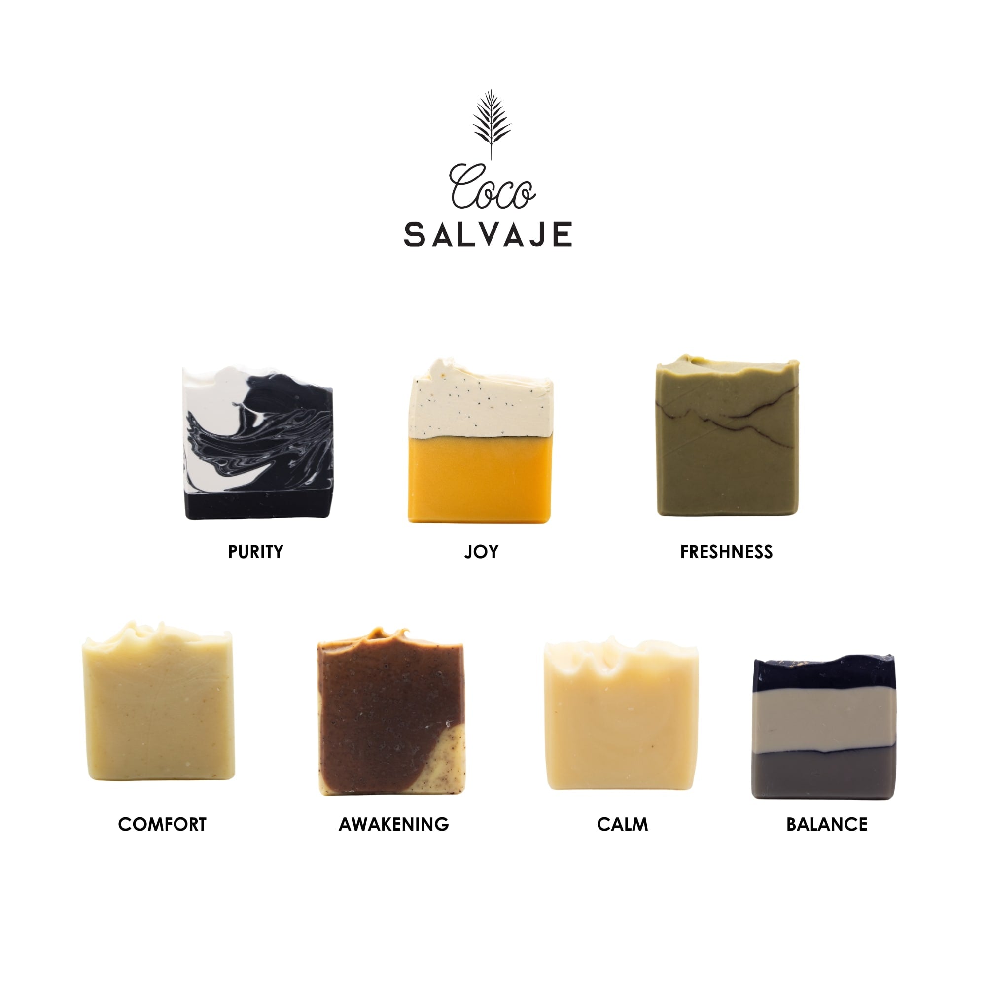coco salvaje artisanal soap. gentle cleansing with natural ingredients, botanical aromas, and lots of love.
