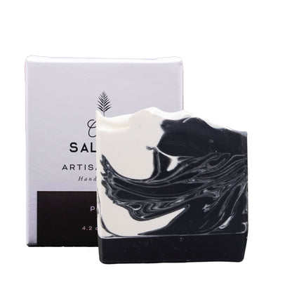 artisanal soap with activated charcoal, tea tree, and lemon. deep cleansing that purifies and revitalizes the skin.