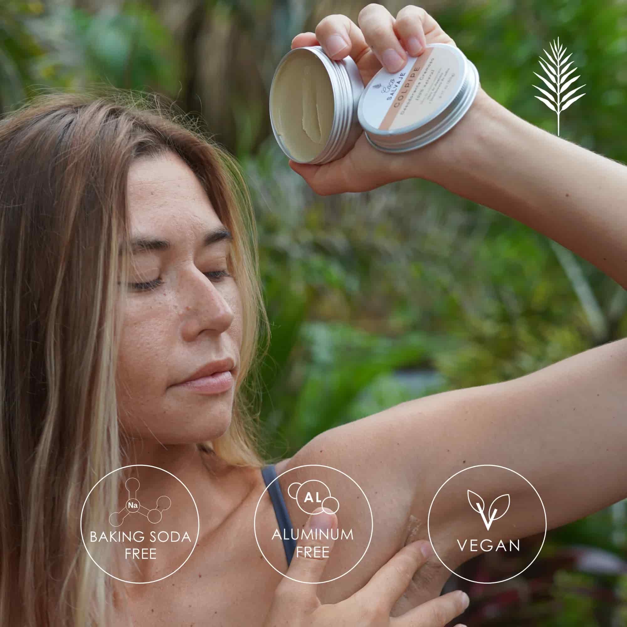 coco salvaje cream deodorant. protects, hydrates, and keeps your skin fresh without toxins or aluminum.
