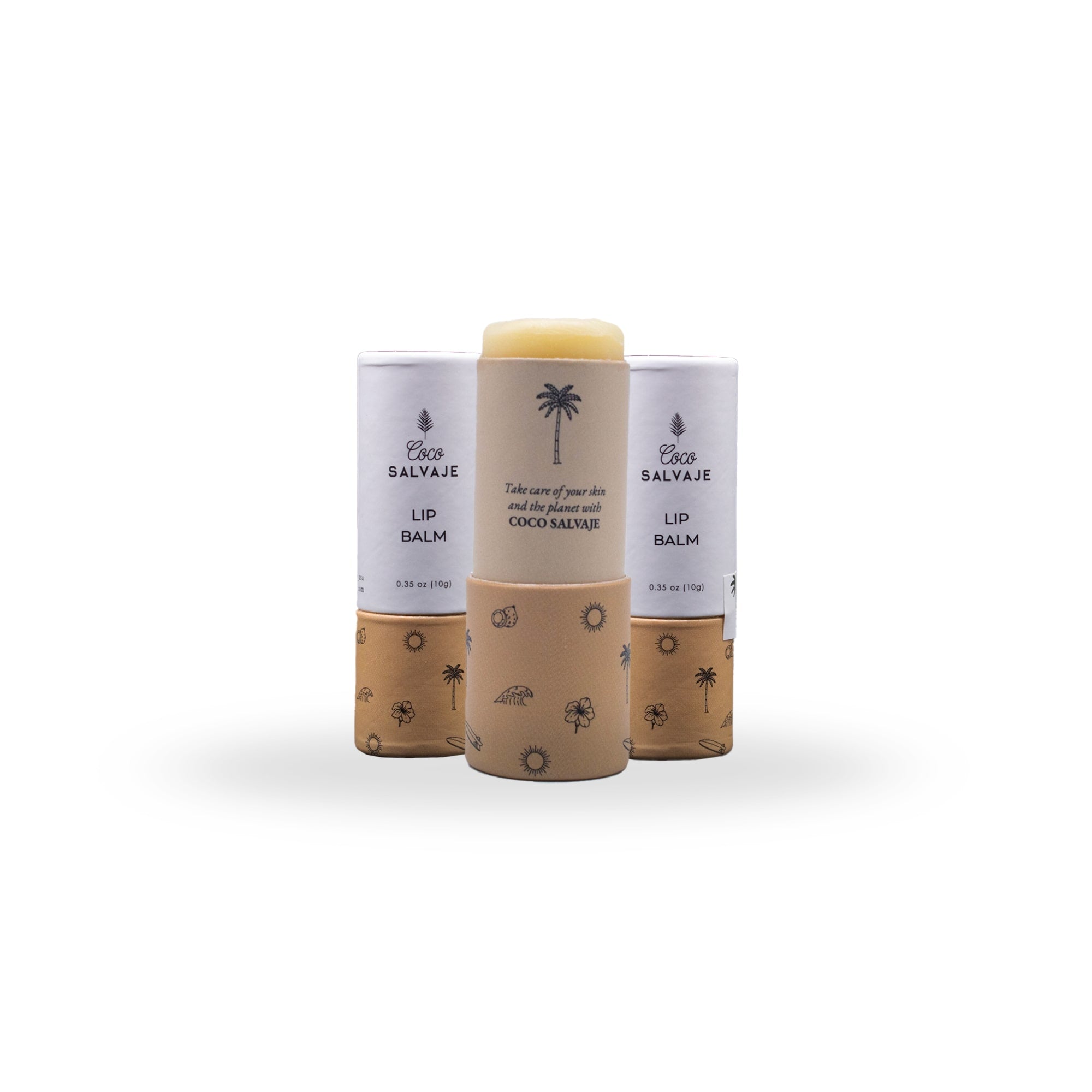 coco salvaje natural lip balm. deep hydration, soft scent, and all-day protected lips.