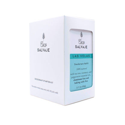 Deodorant Starter Kit – Reusable Metal Case and LAS VELAS Refill
