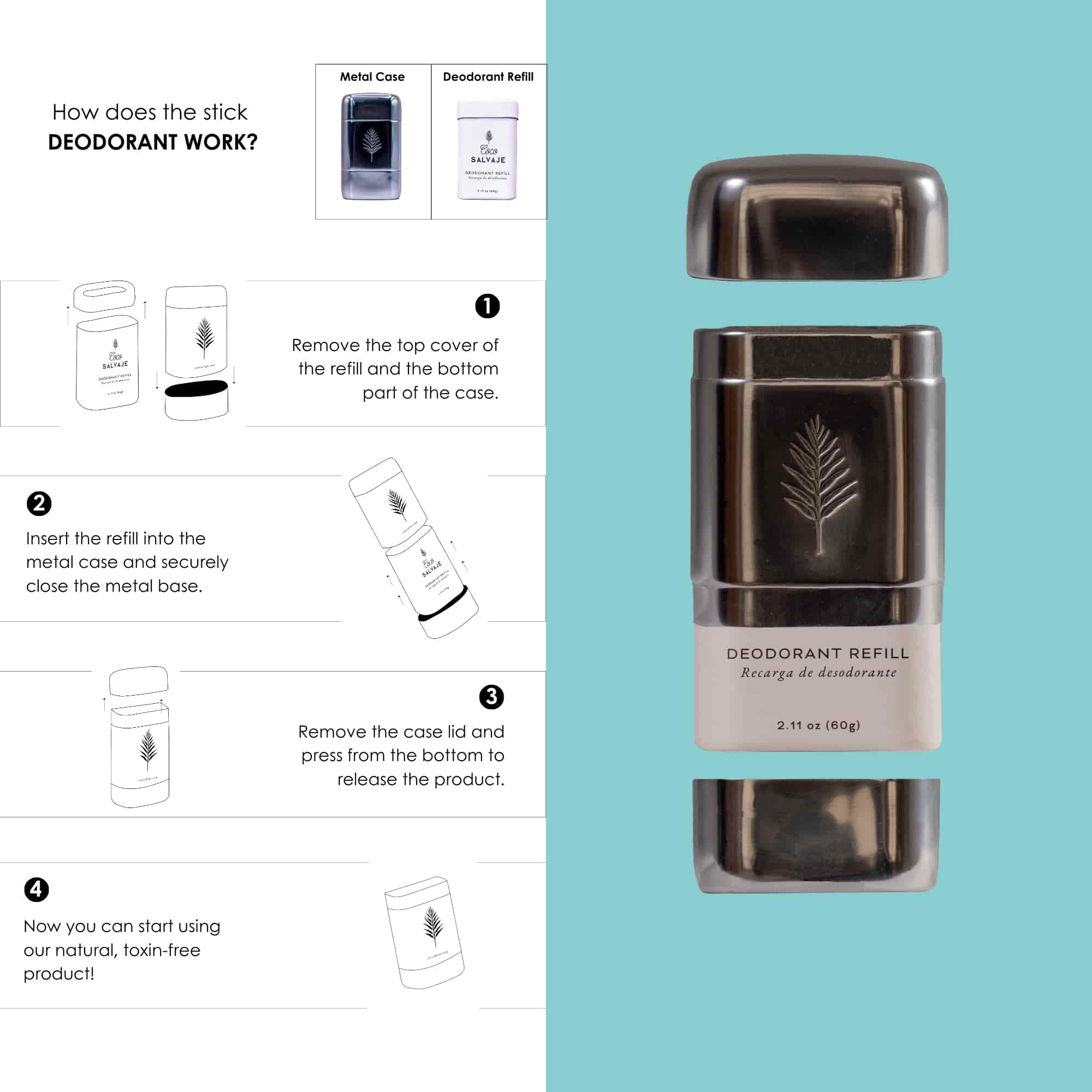 Deodorant Starter Kit – Reusable Metal Case and LAS VELAS Refill