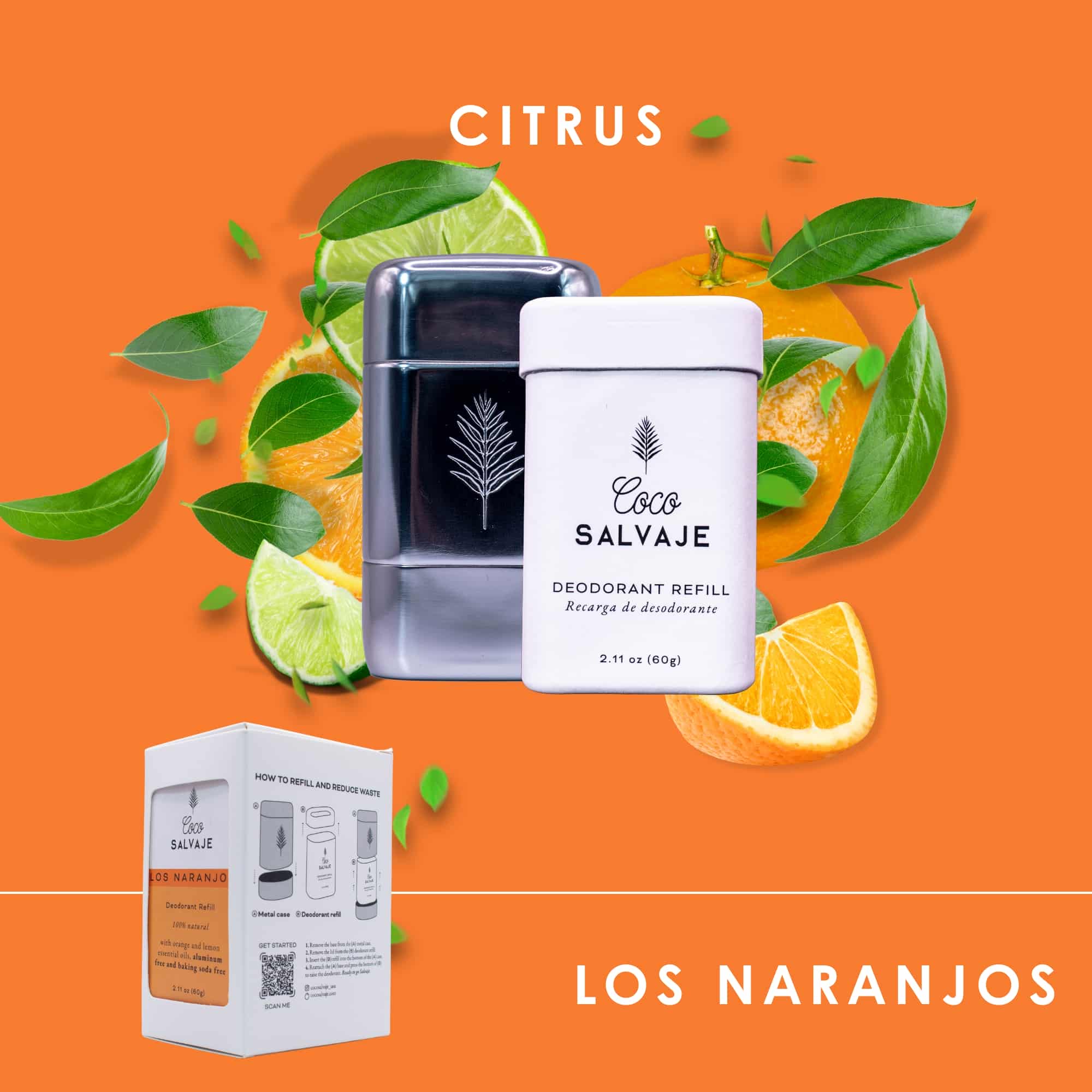 Deodorant Starter Kit – Reusable Metal Case and LOS NARANJOS Refill