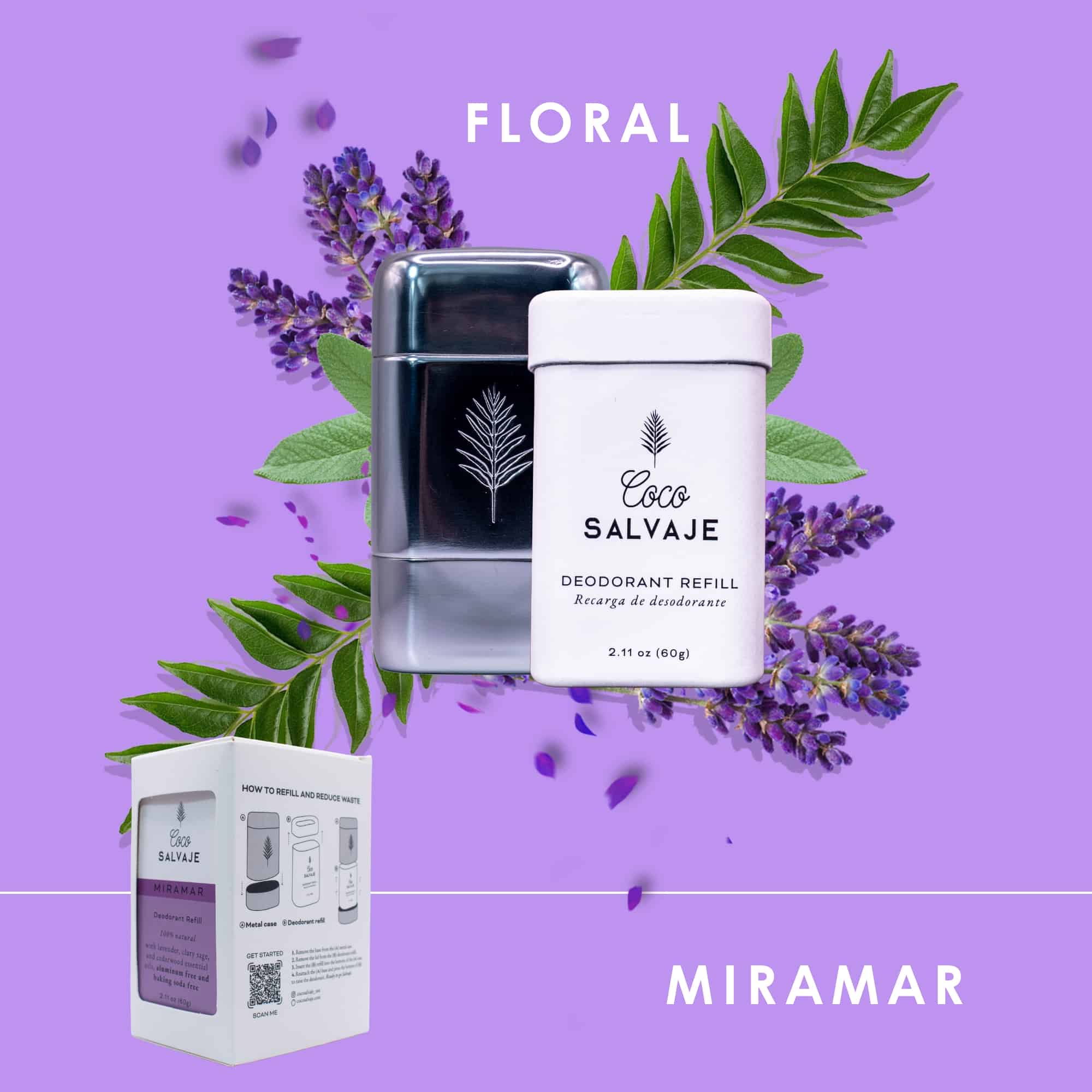 Deodorant Starter Kit – Reusable Metal Case and MIRAMAR Refill