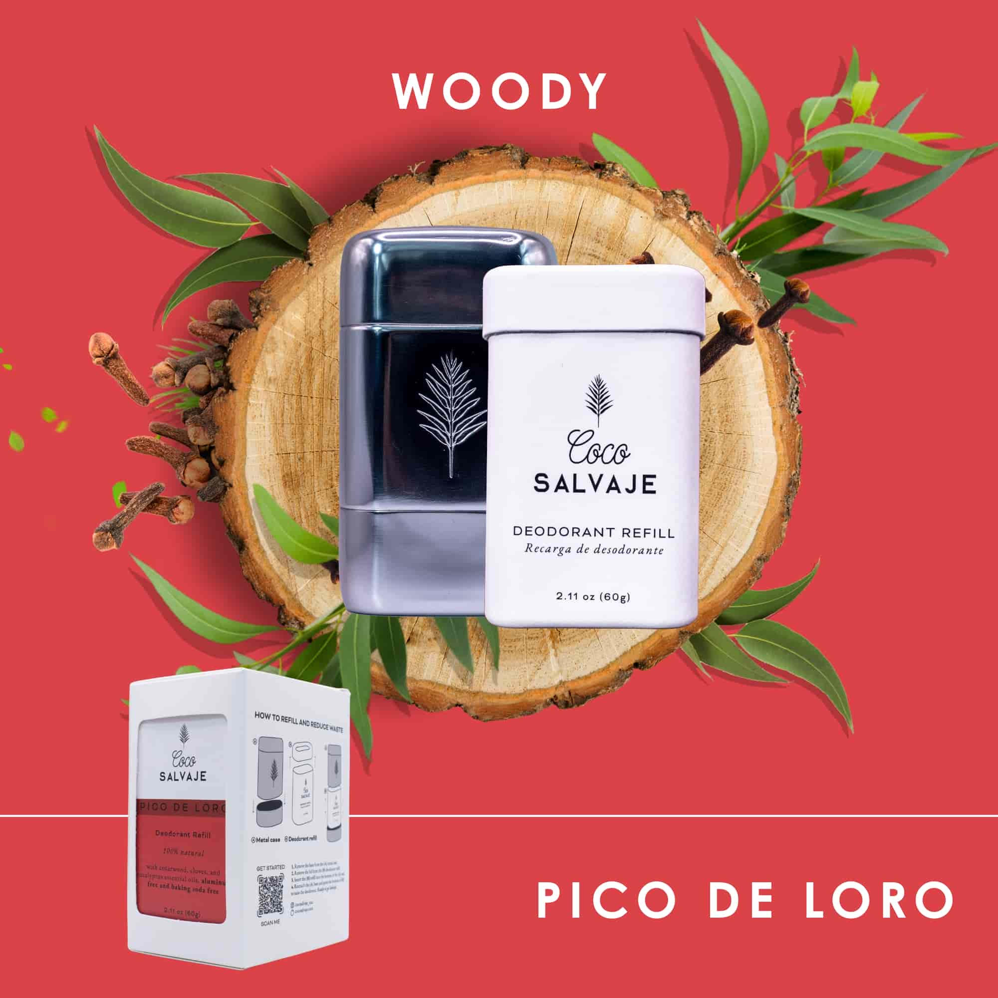 Deodorant Starter Kit – Reusable Metal Case and PICO DE LORO Refill