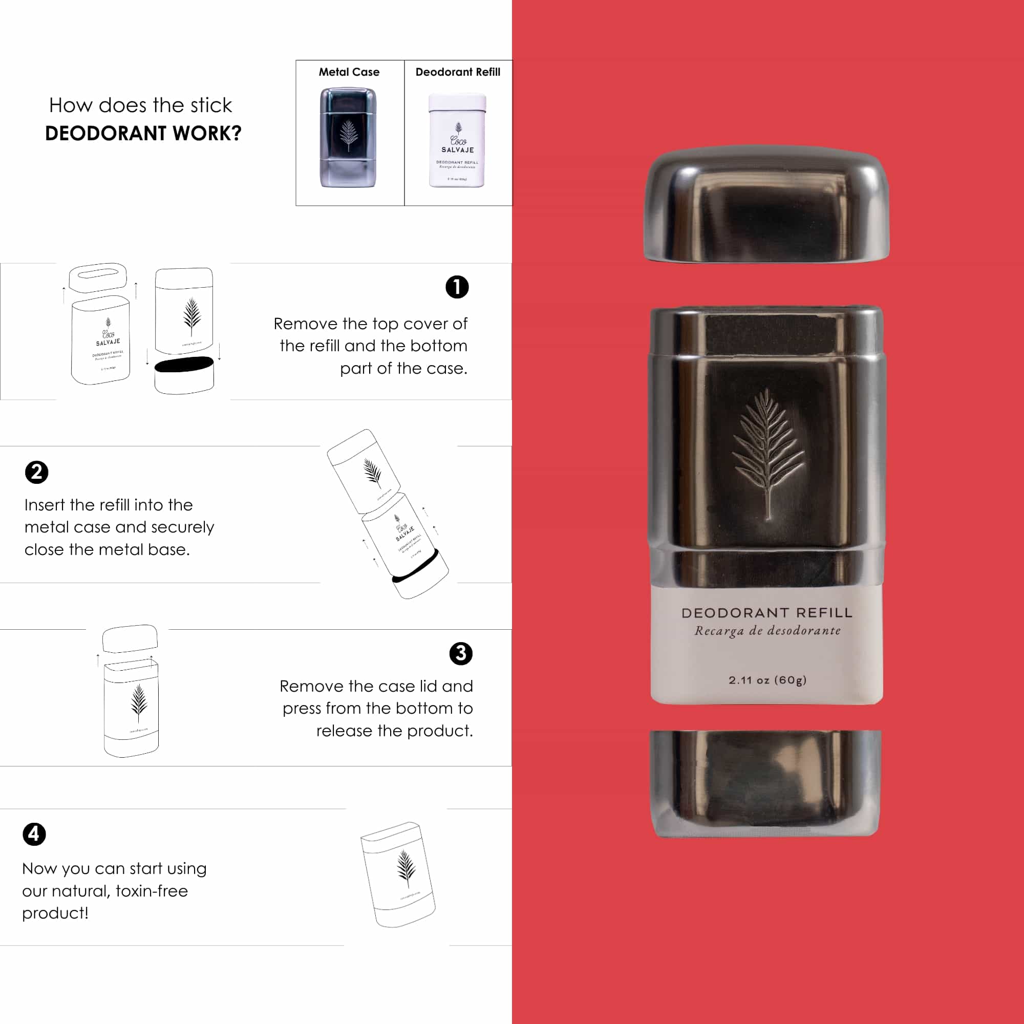 Deodorant Starter Kit – Reusable Metal Case and PICO DE LORO Refill